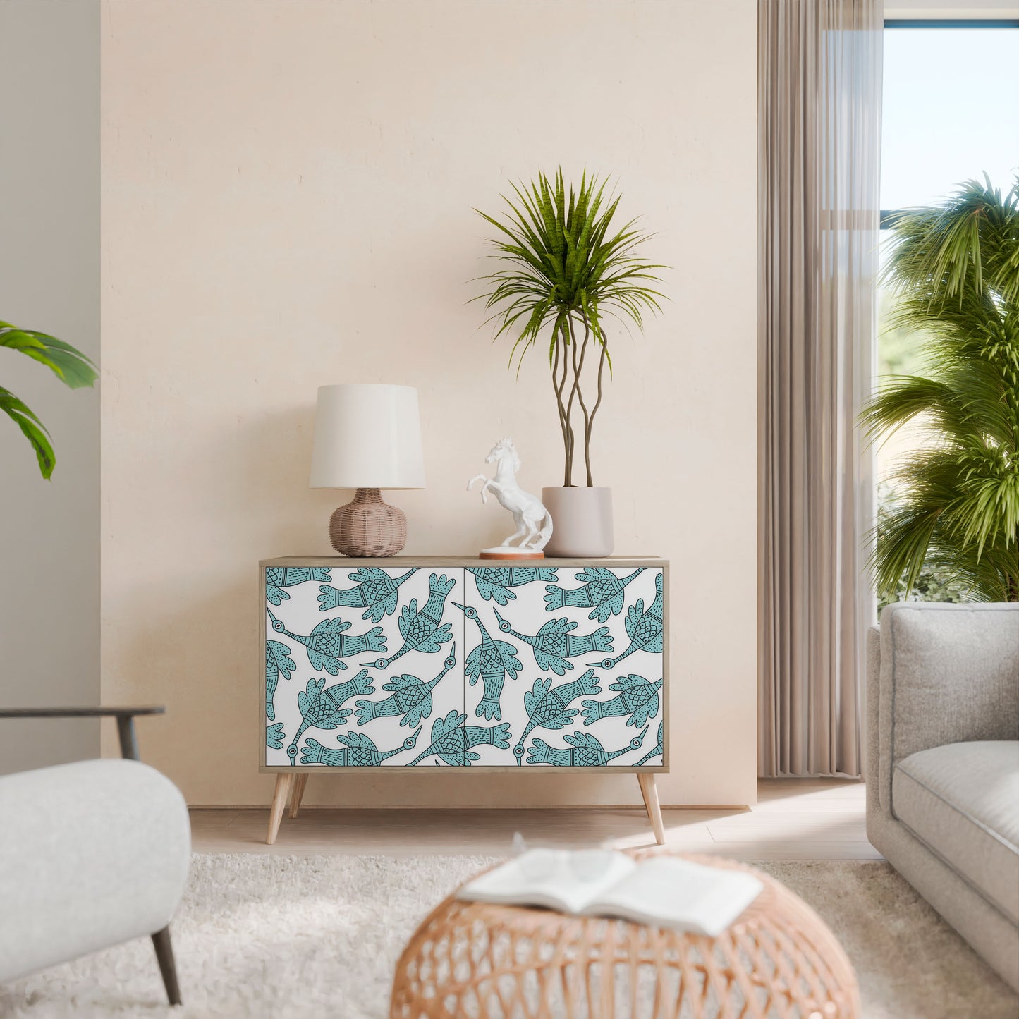 Credenza a 2 ante WATERSPOUT SONGIBIRD in effetto rovere