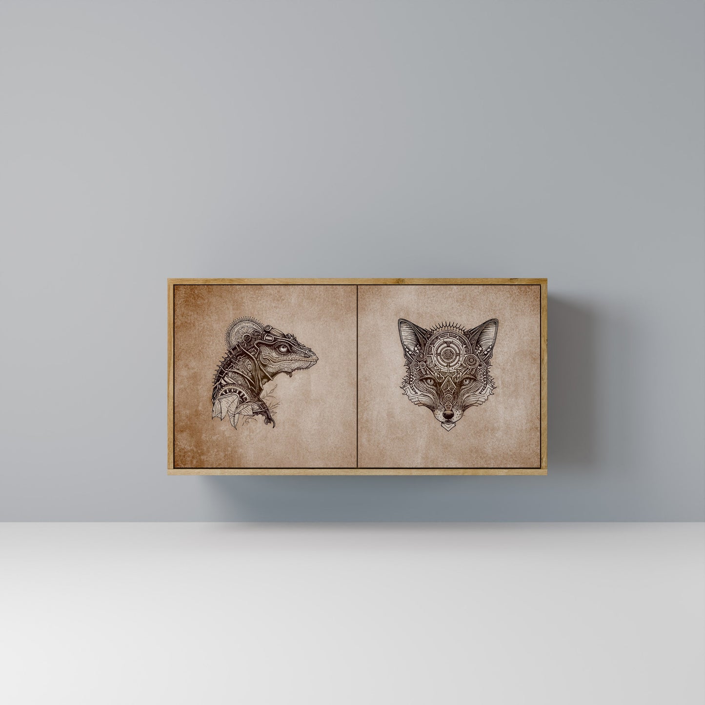 STEAMPUNK CLAN 2-Door Sideboard in Oak Effect