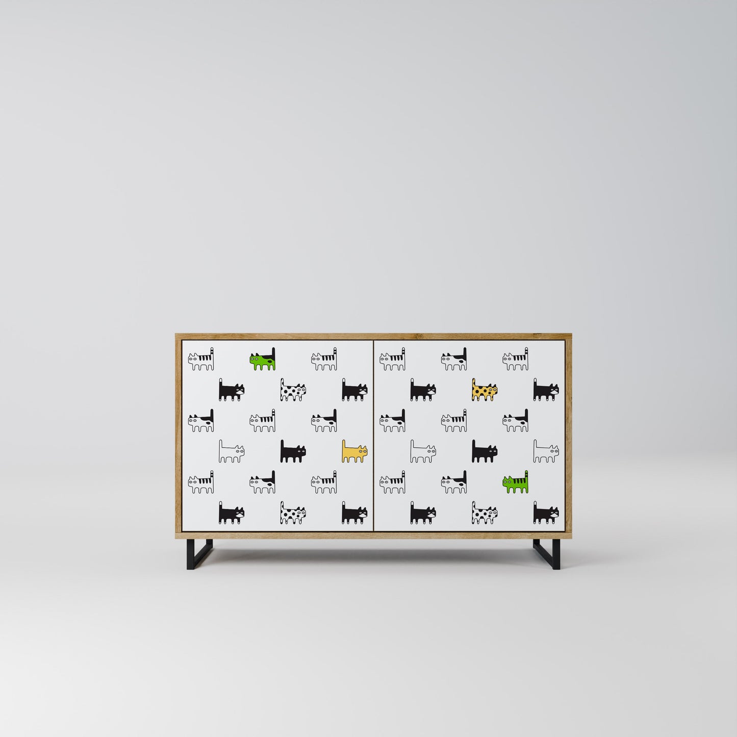CATS COMPILATION Credenza a 2 ante in effetto rovere