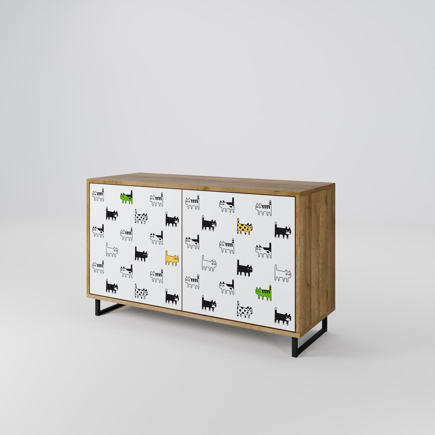 CATS COMPILATION Credenza a 2 ante in effetto rovere