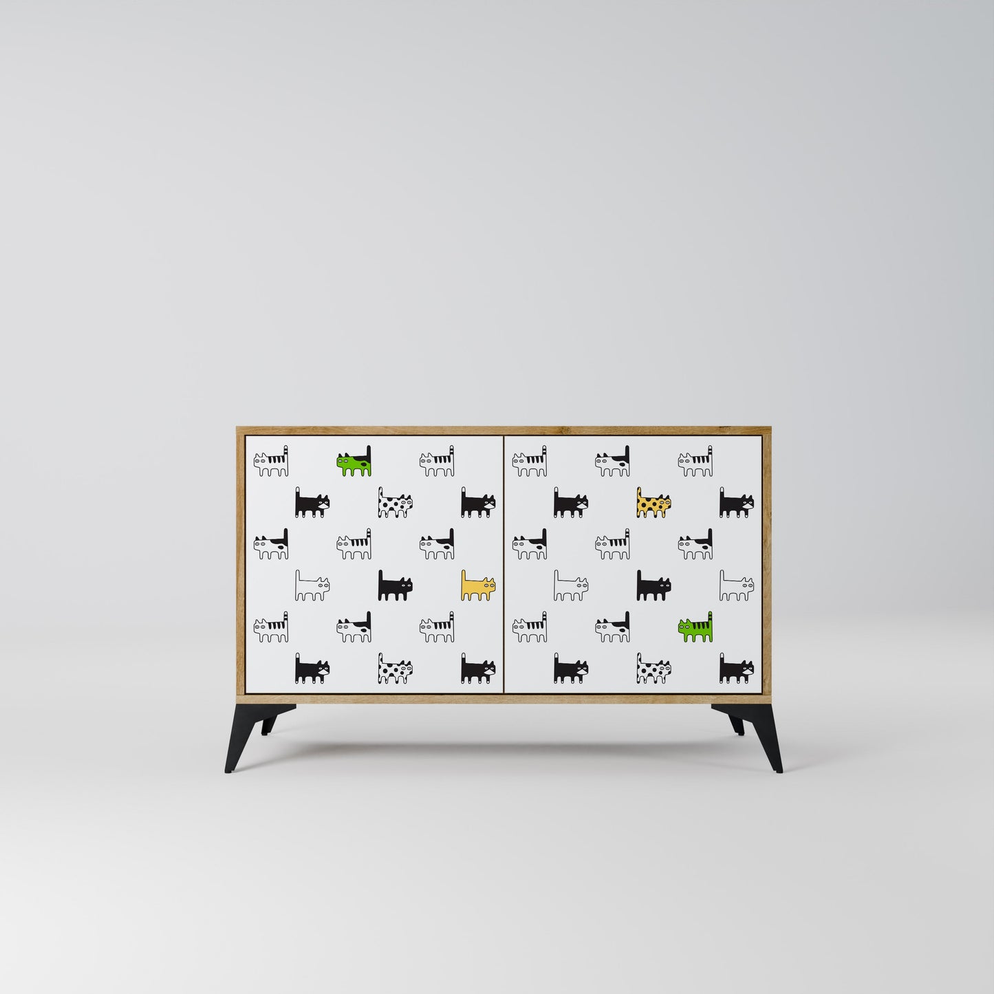CATS COMPILATION Credenza a 2 ante in effetto rovere