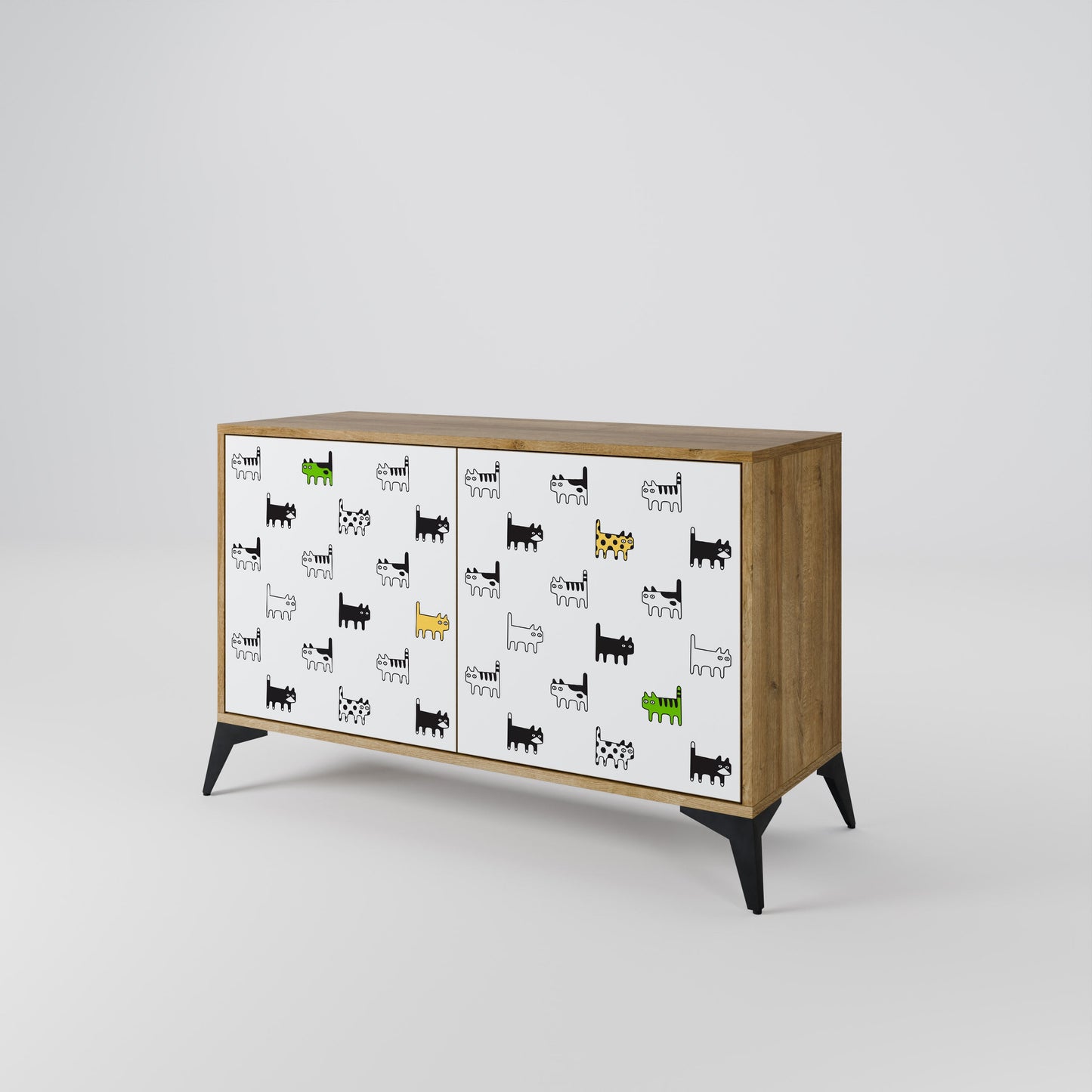 CATS COMPILATION Credenza a 2 ante in effetto rovere
