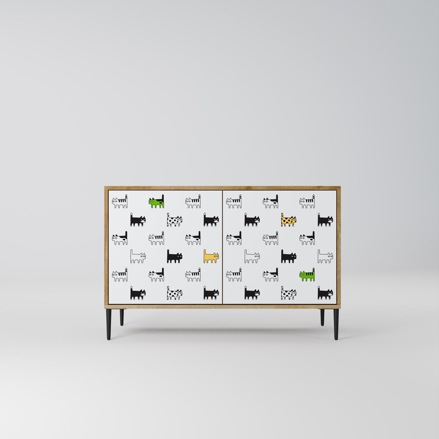 CATS COMPILATION Credenza a 2 ante in effetto rovere