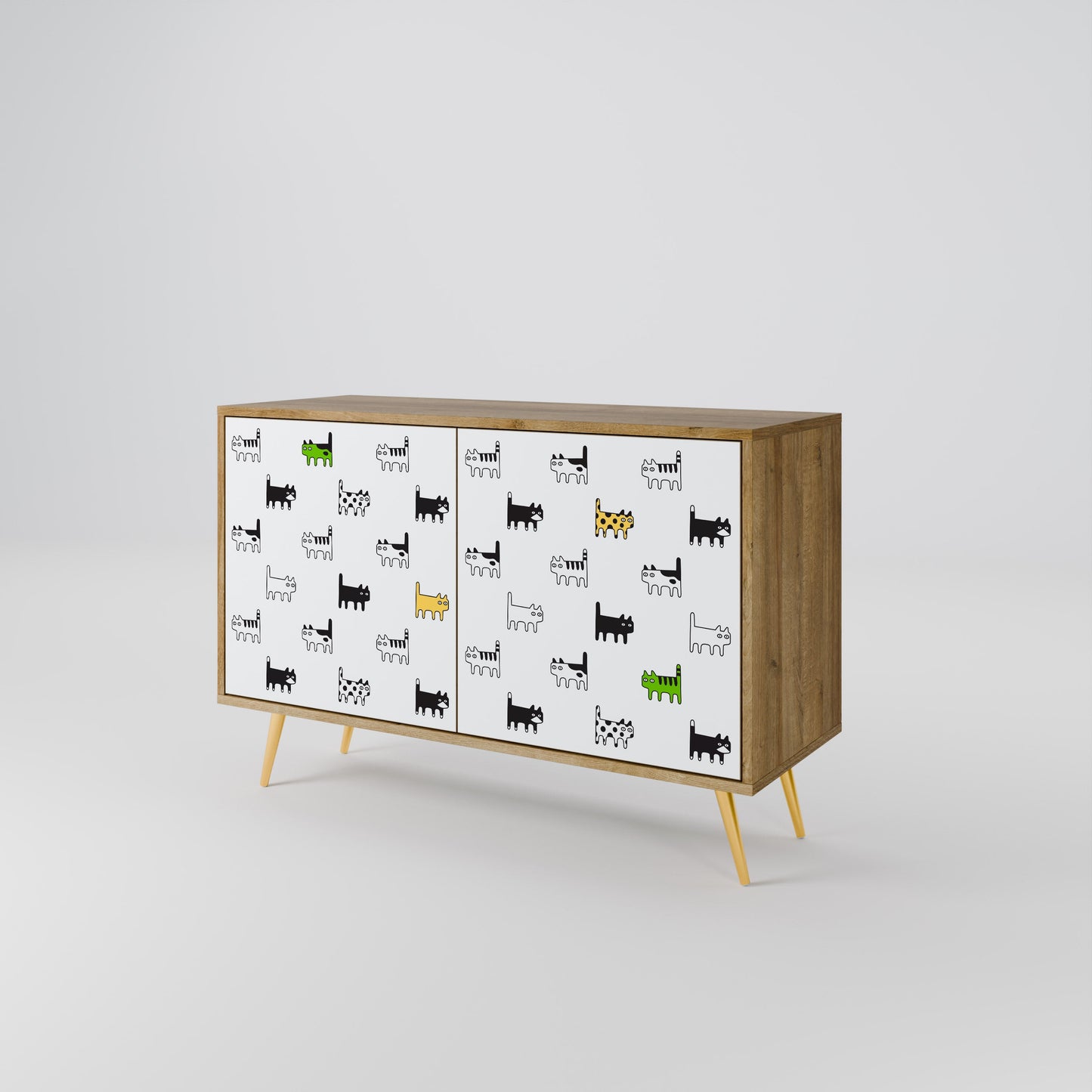 CATS COMPILATION Credenza a 2 ante in effetto rovere