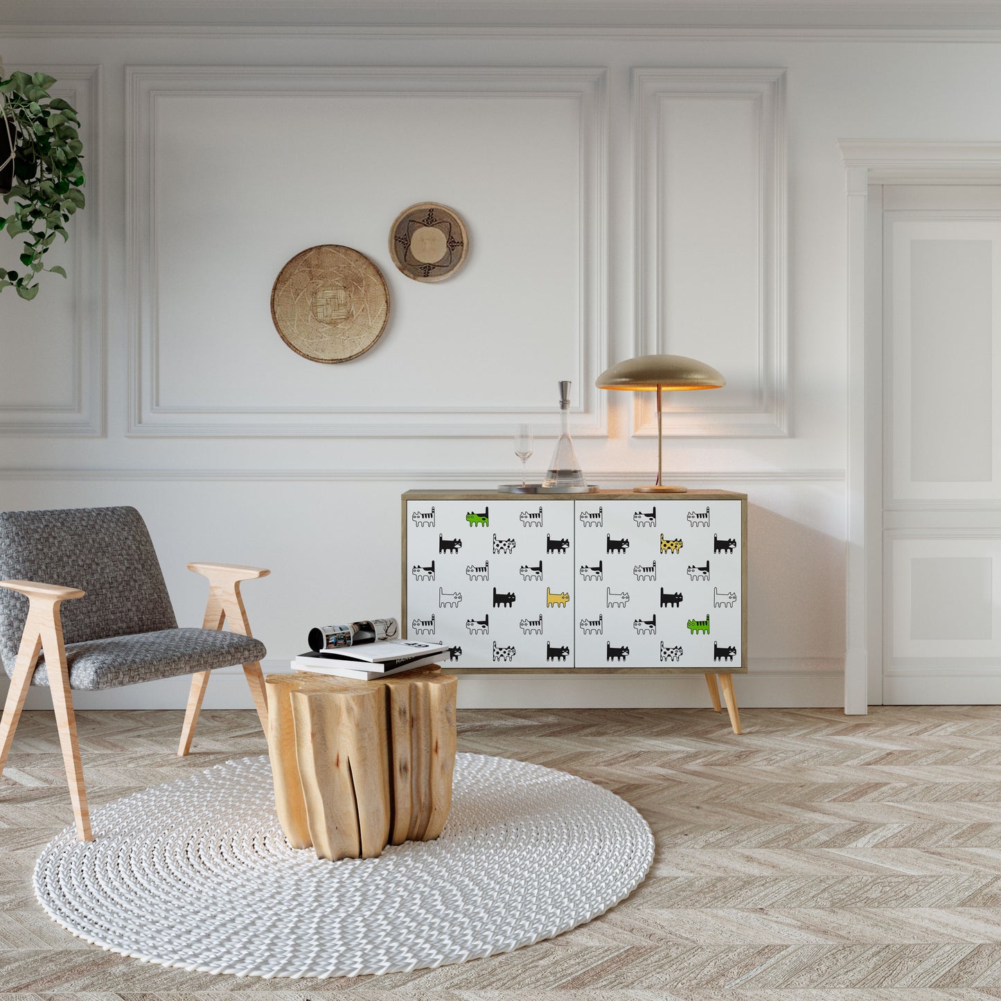CATS COMPILATION Credenza a 2 ante in effetto rovere