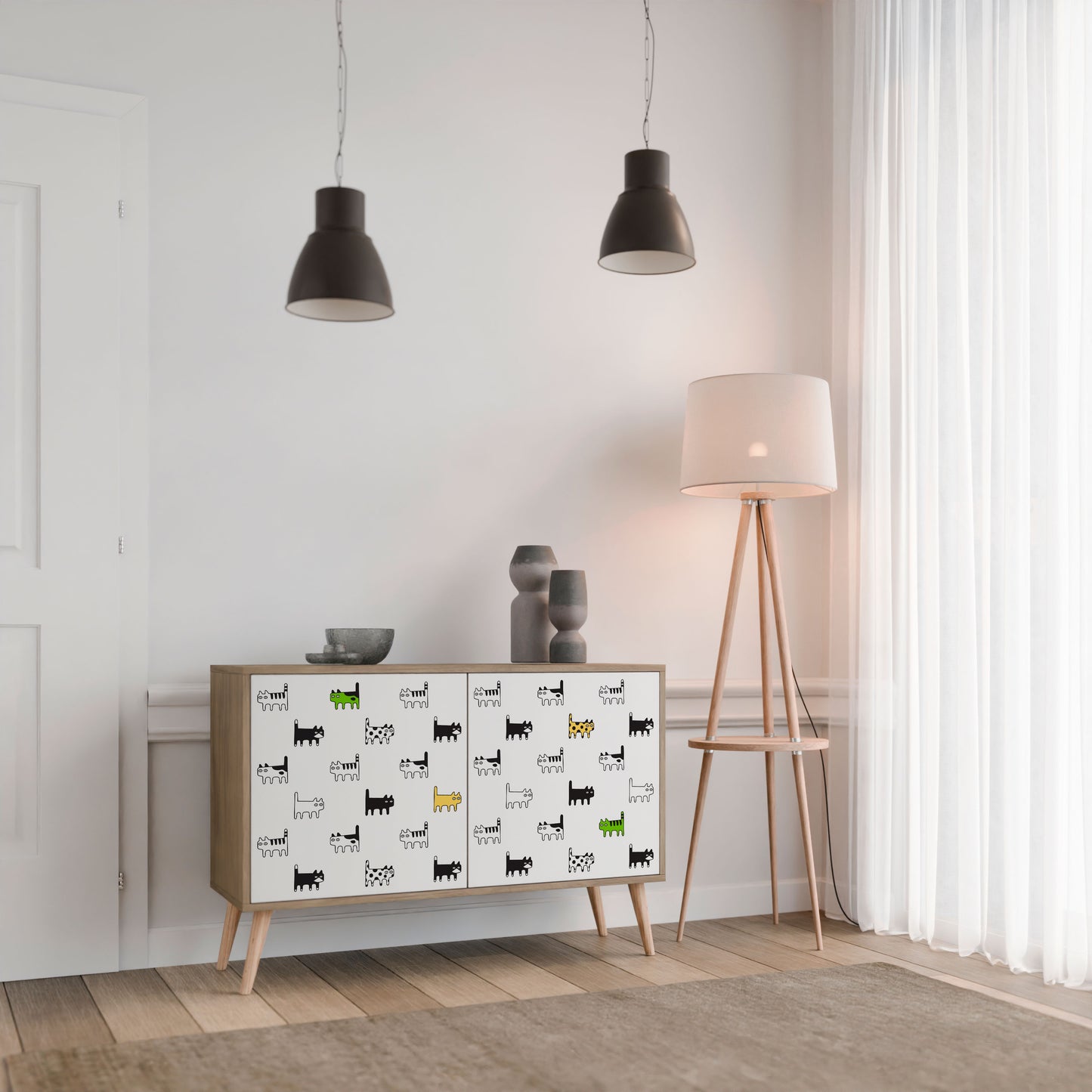 CATS COMPILATION Credenza a 2 ante in effetto rovere