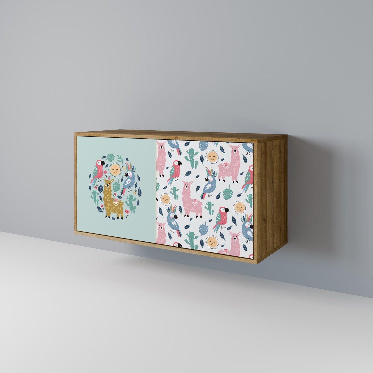 COLORFUL ALPACAS 2-Door Sideboard in Oak Effect