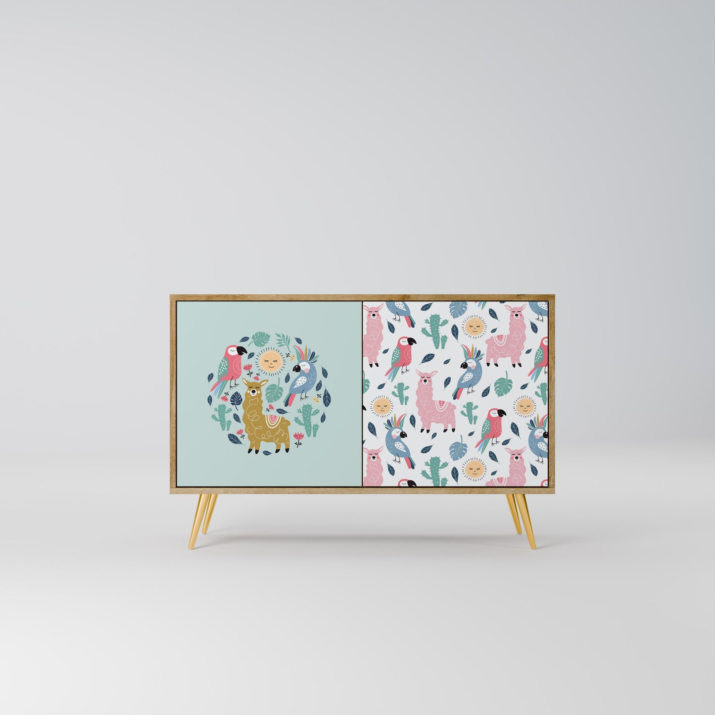 COLORFUL ALPACAS 2-Door Sideboard in Oak Effect