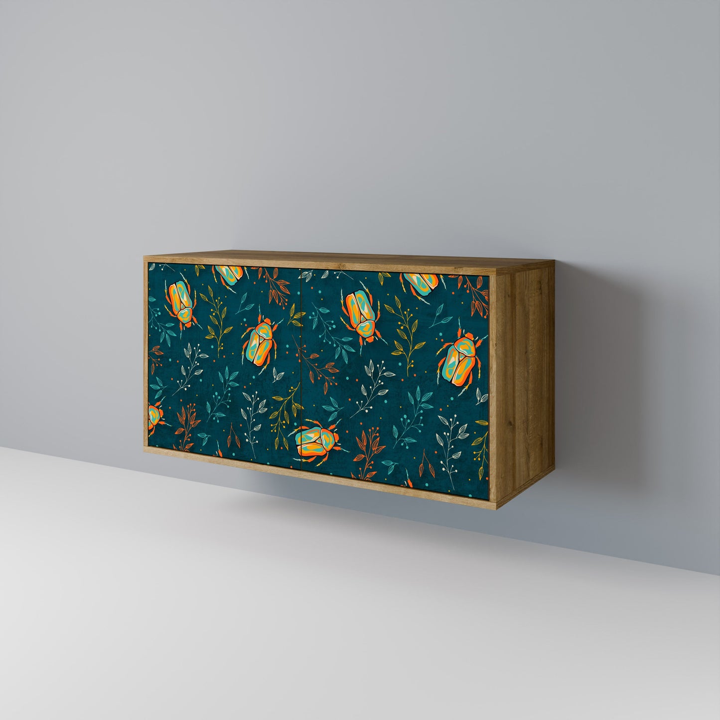 Credenza a 2 ante AUTUMN INSECTS in effetto rovere