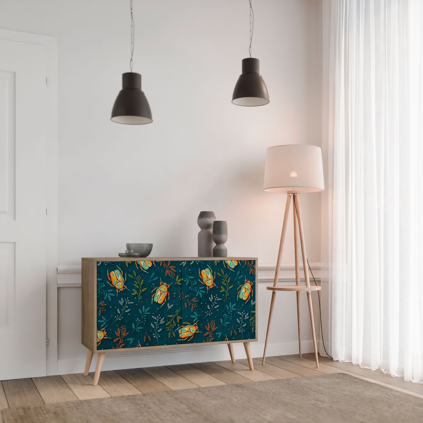 Credenza a 2 ante AUTUMN INSECTS in effetto rovere