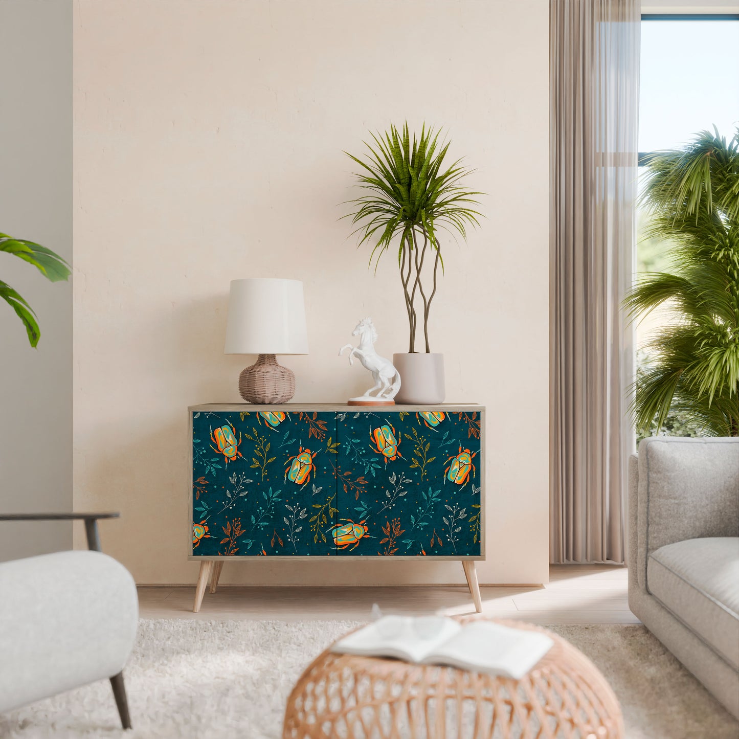 Credenza a 2 ante AUTUMN INSECTS in effetto rovere
