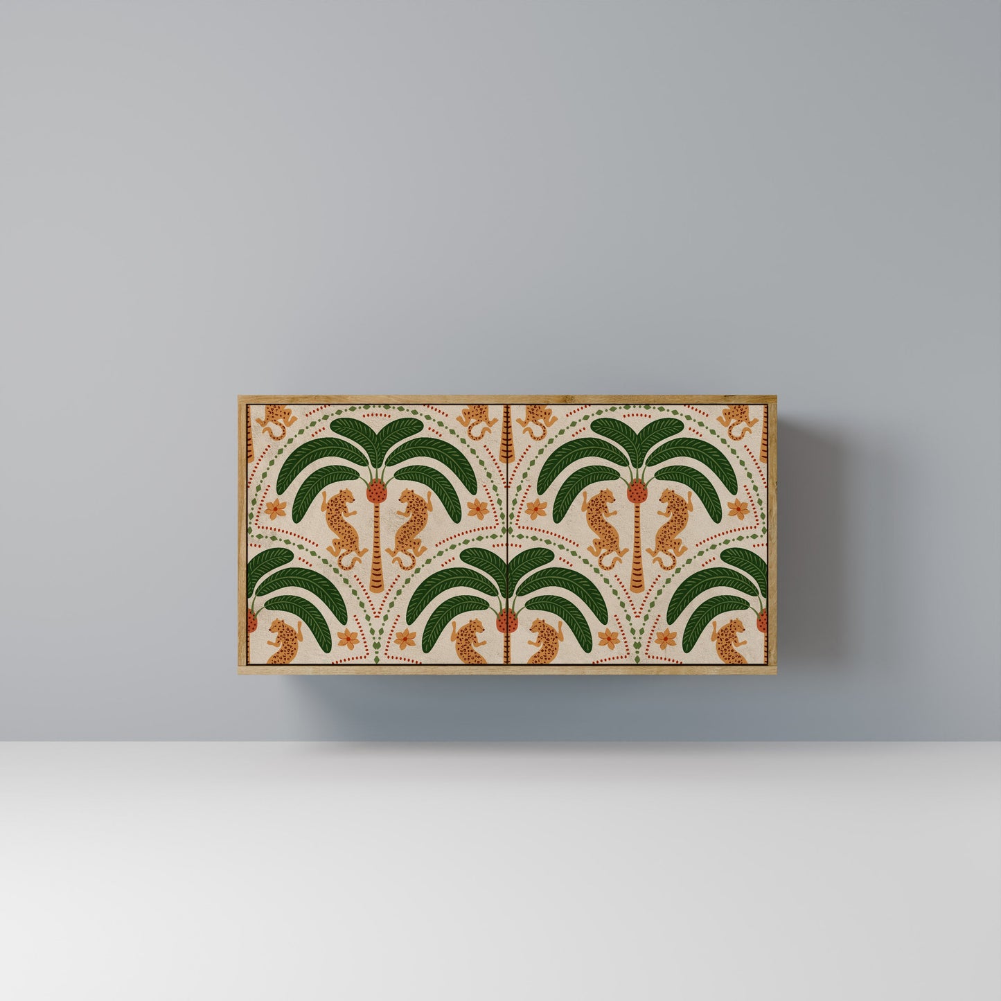 Credenza a 2 ante DANCING PREDATORS in effetto rovere