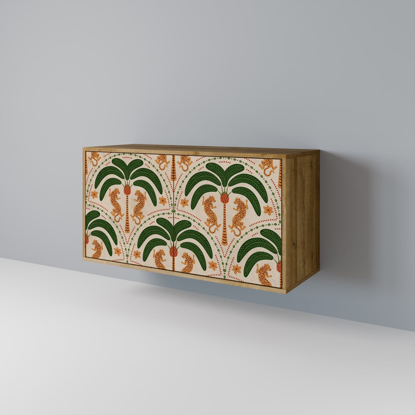 Credenza a 2 ante DANCING PREDATORS in effetto rovere