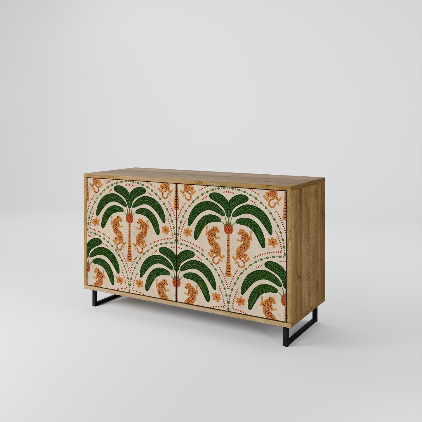 Credenza a 2 ante DANCING PREDATORS in effetto rovere