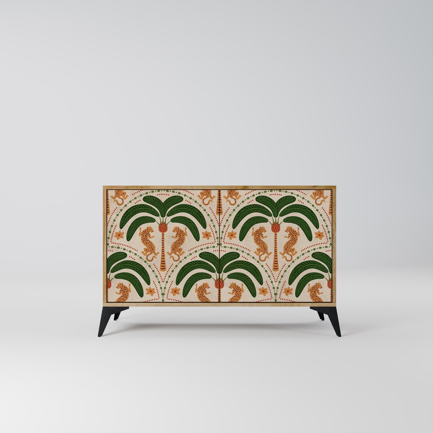 Credenza a 2 ante DANCING PREDATORS in effetto rovere
