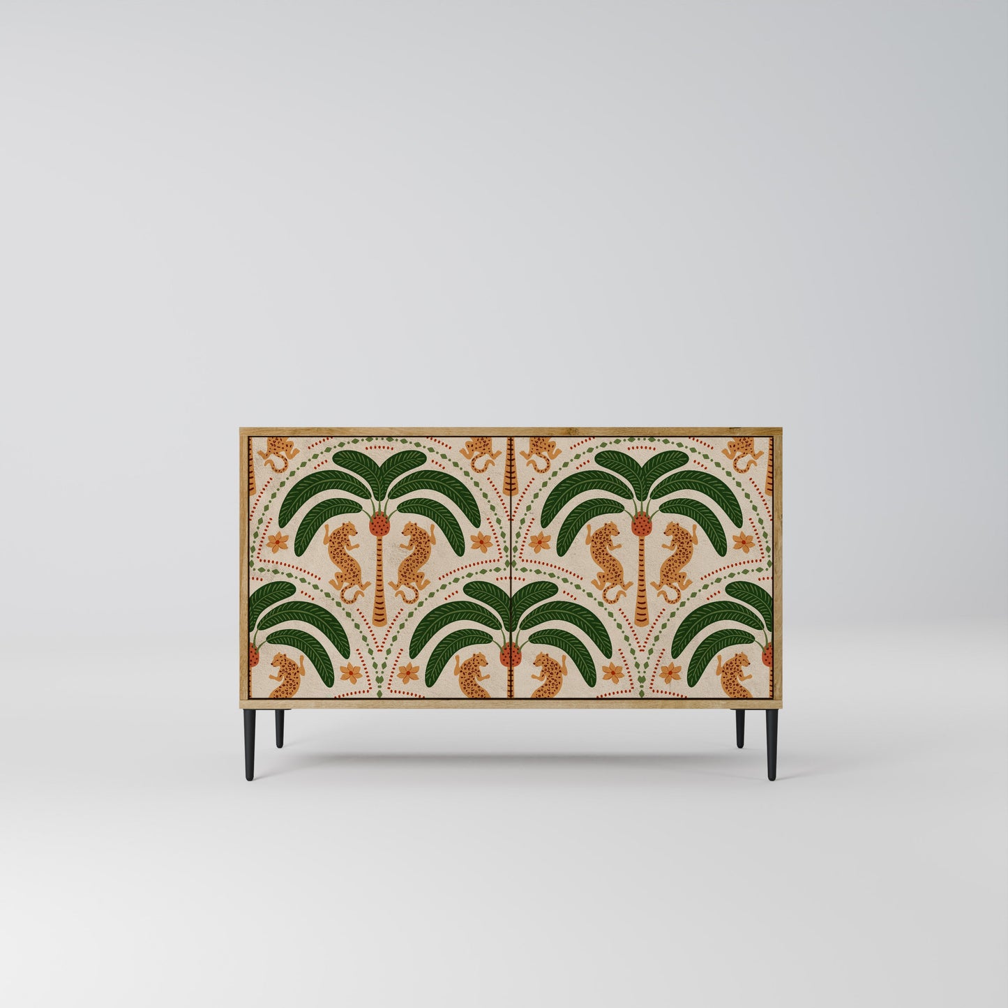 Credenza a 2 ante DANCING PREDATORS in effetto rovere