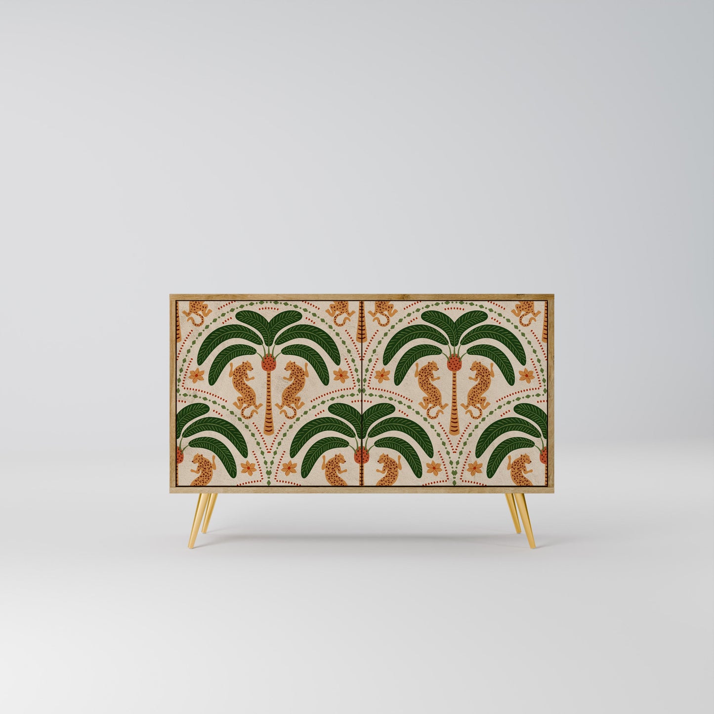 Credenza a 2 ante DANCING PREDATORS in effetto rovere