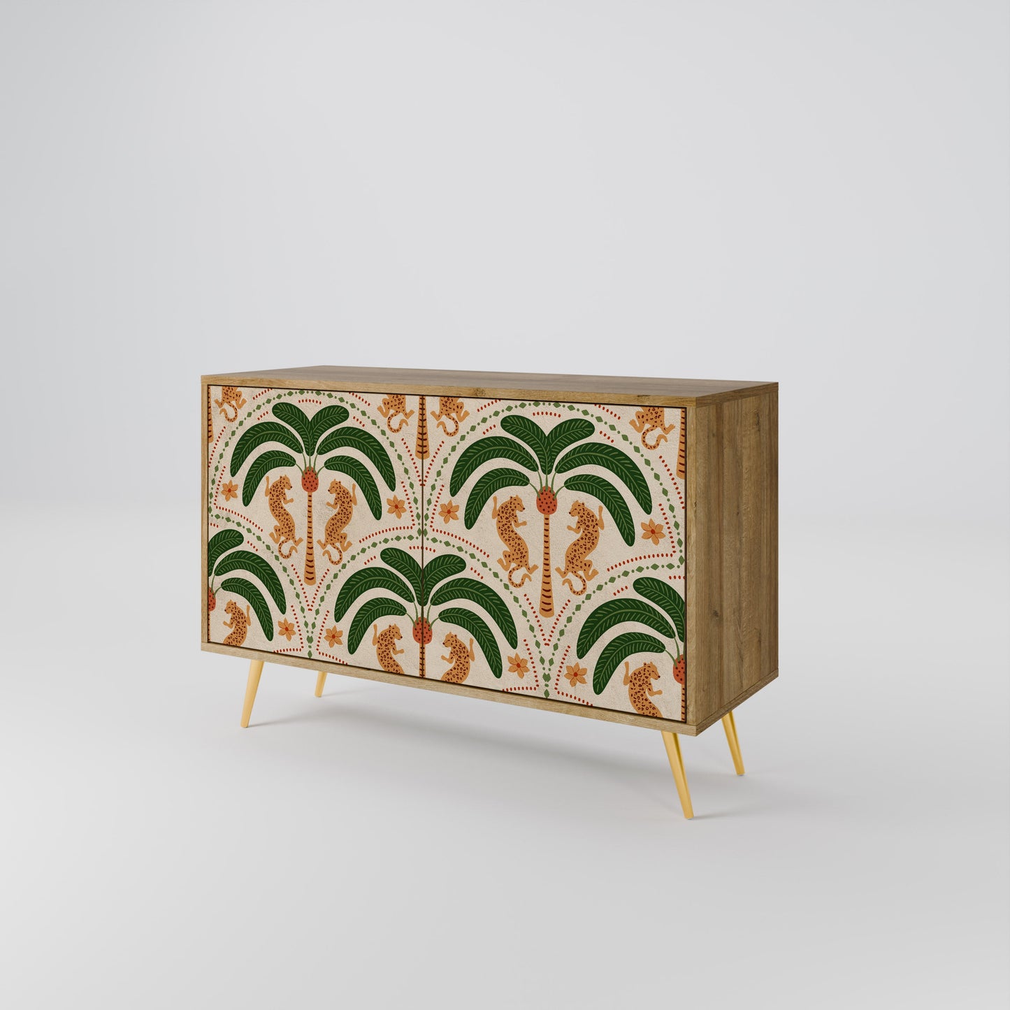 Credenza a 2 ante DANCING PREDATORS in effetto rovere