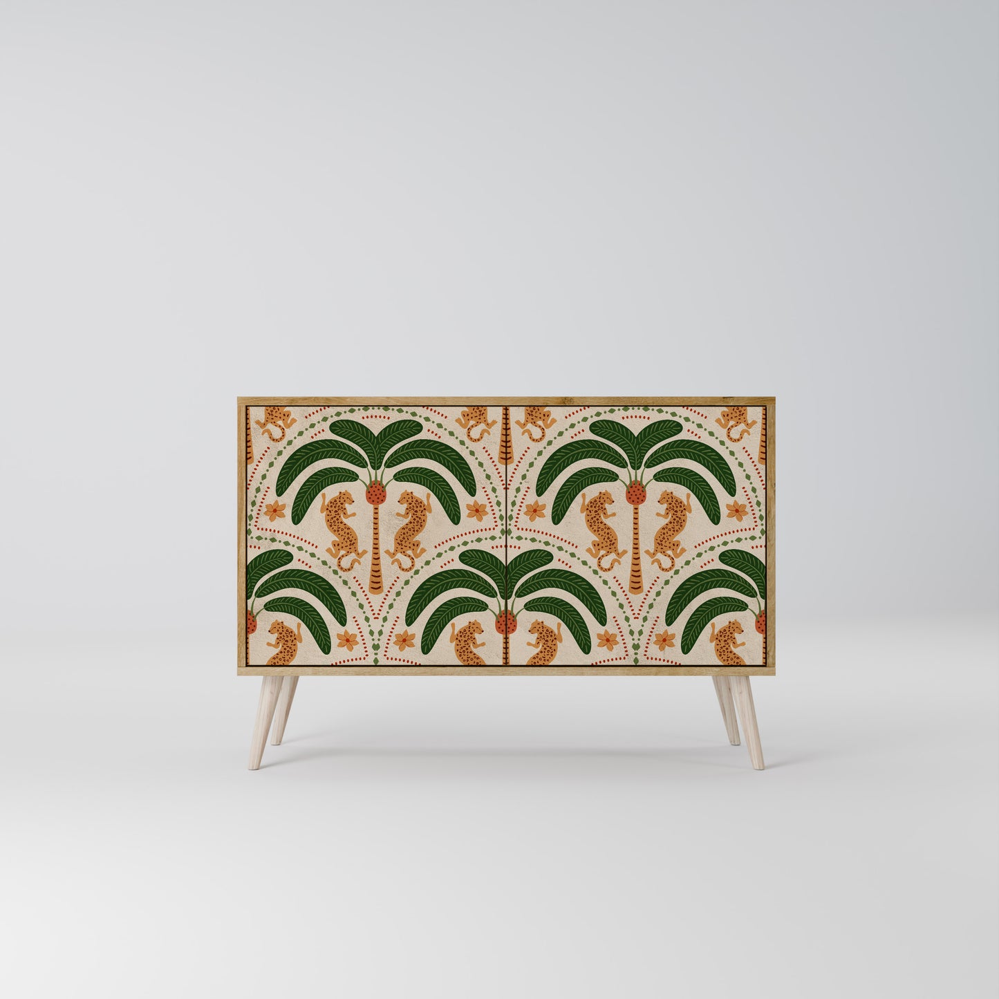 Credenza a 2 ante DANCING PREDATORS in effetto rovere