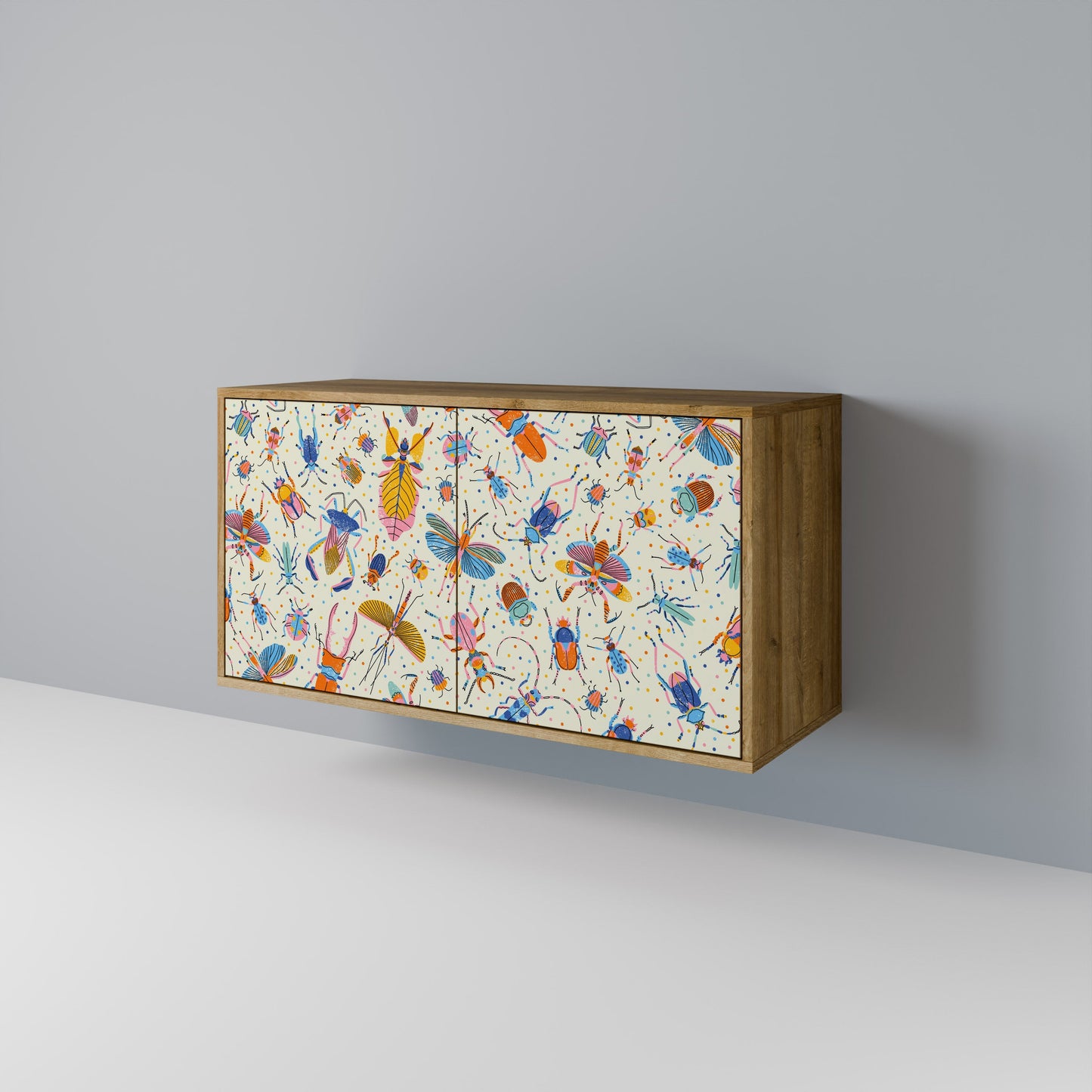 COLORFUL INSECTS 2-Door Sideboard in Oak Effect