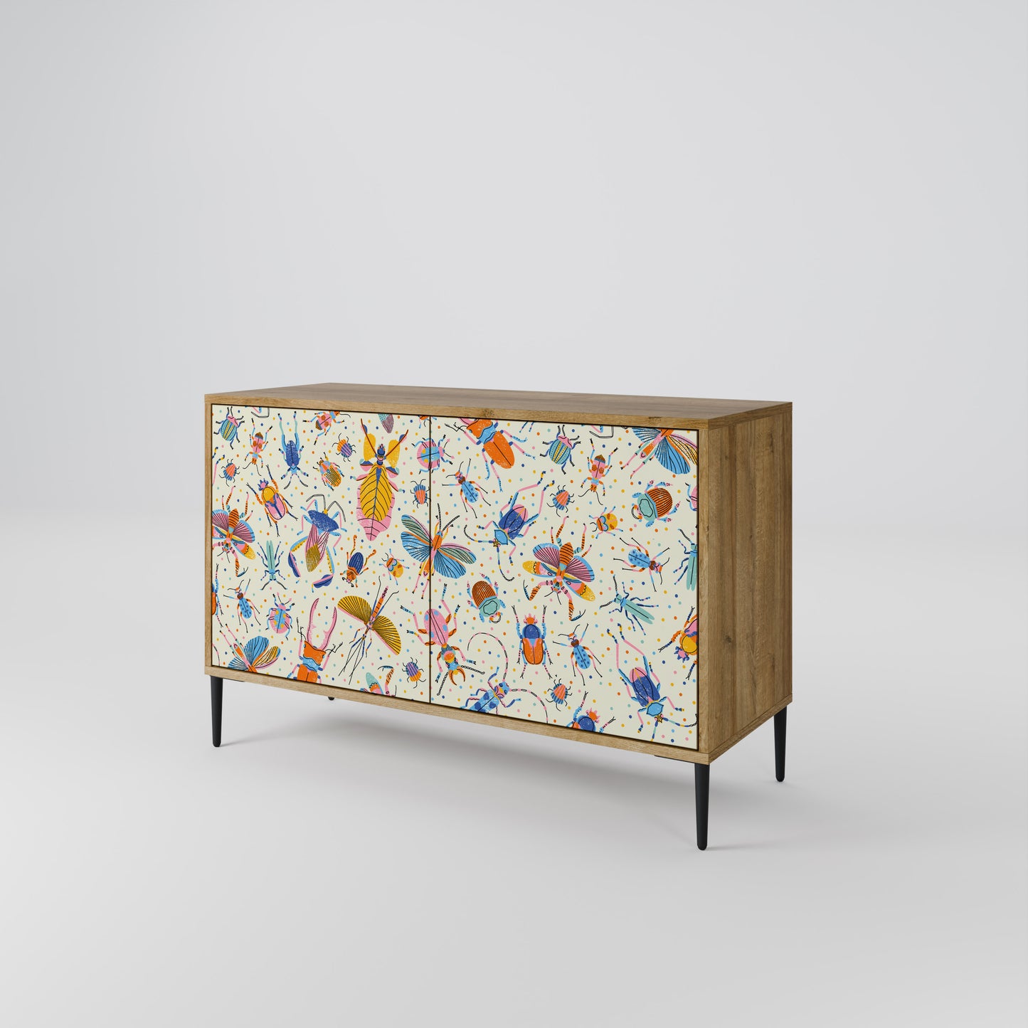 COLORFUL INSECTS 2-Door Sideboard in Oak Effect