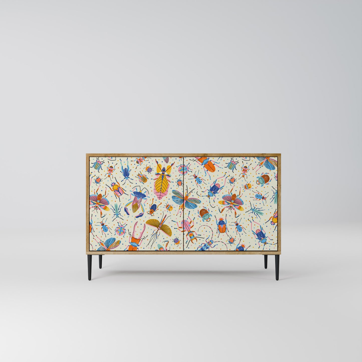 COLORFUL INSECTS 2-Door Sideboard in Oak Effect