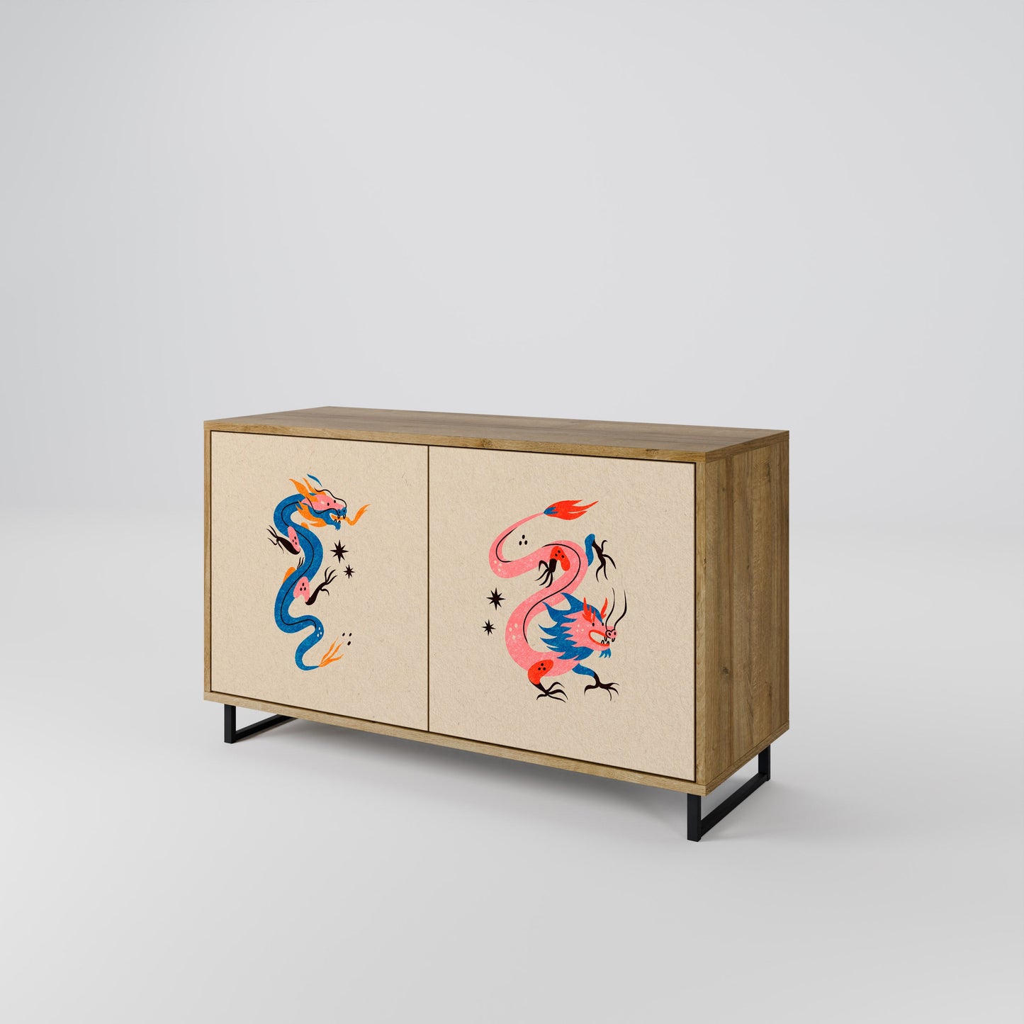 Credenza MITOLOGICA CREATURES a 2 ante in effetto rovere