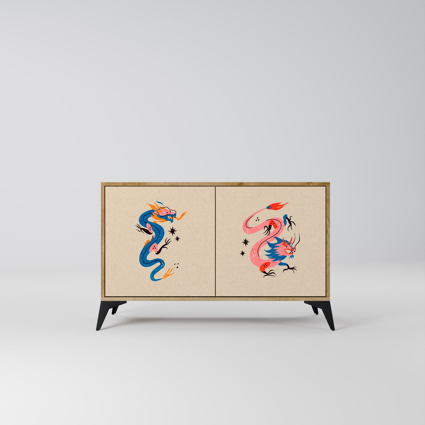 Credenza MITOLOGICA CREATURES a 2 ante in effetto rovere