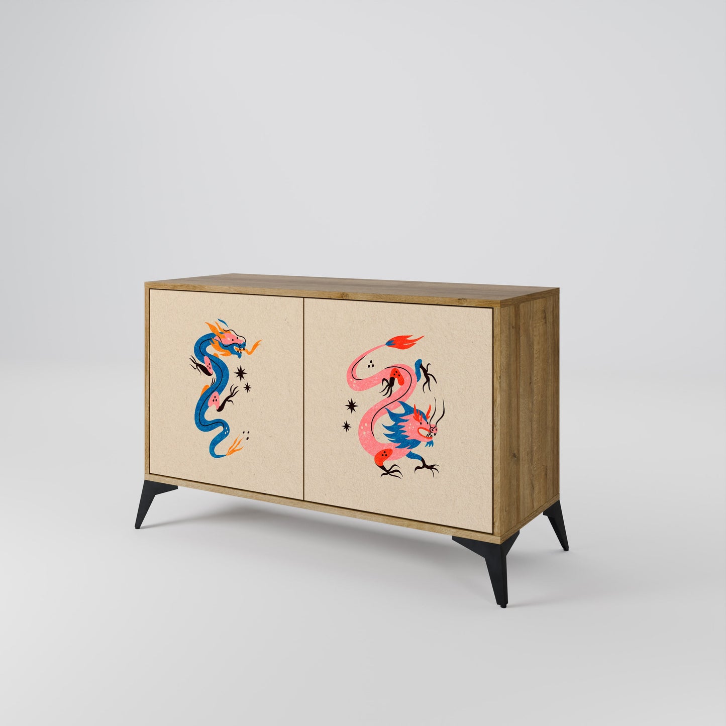 Credenza MITOLOGICA CREATURES a 2 ante in effetto rovere