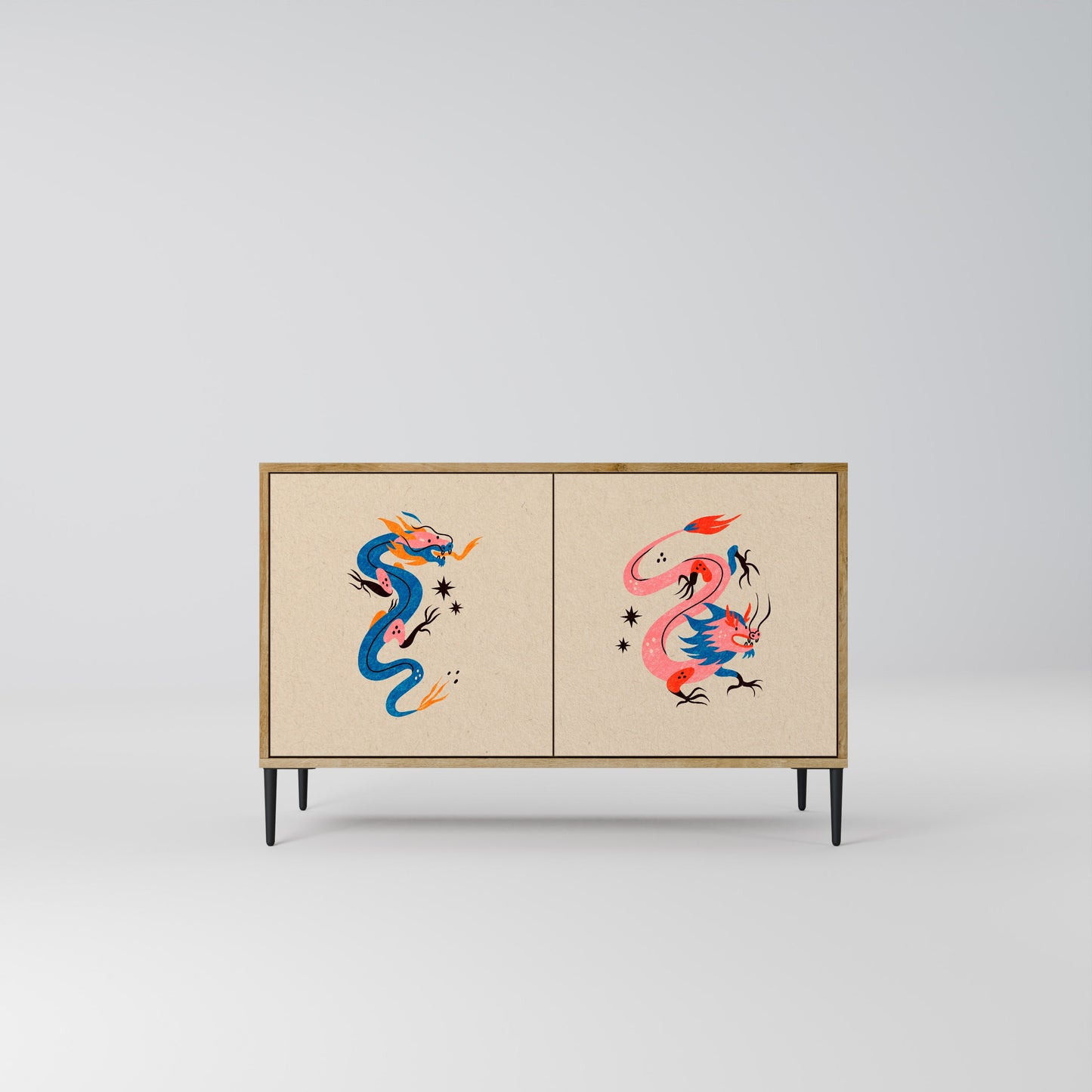 Credenza MITOLOGICA CREATURES a 2 ante in effetto rovere