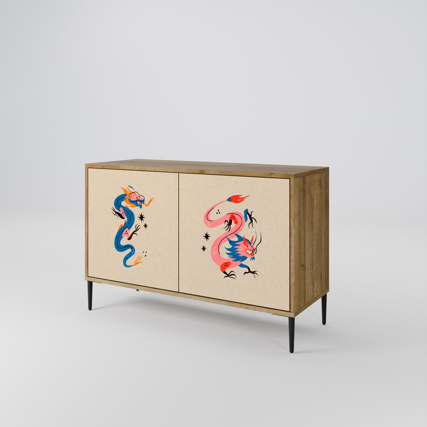 Credenza MITOLOGICA CREATURES a 2 ante in effetto rovere