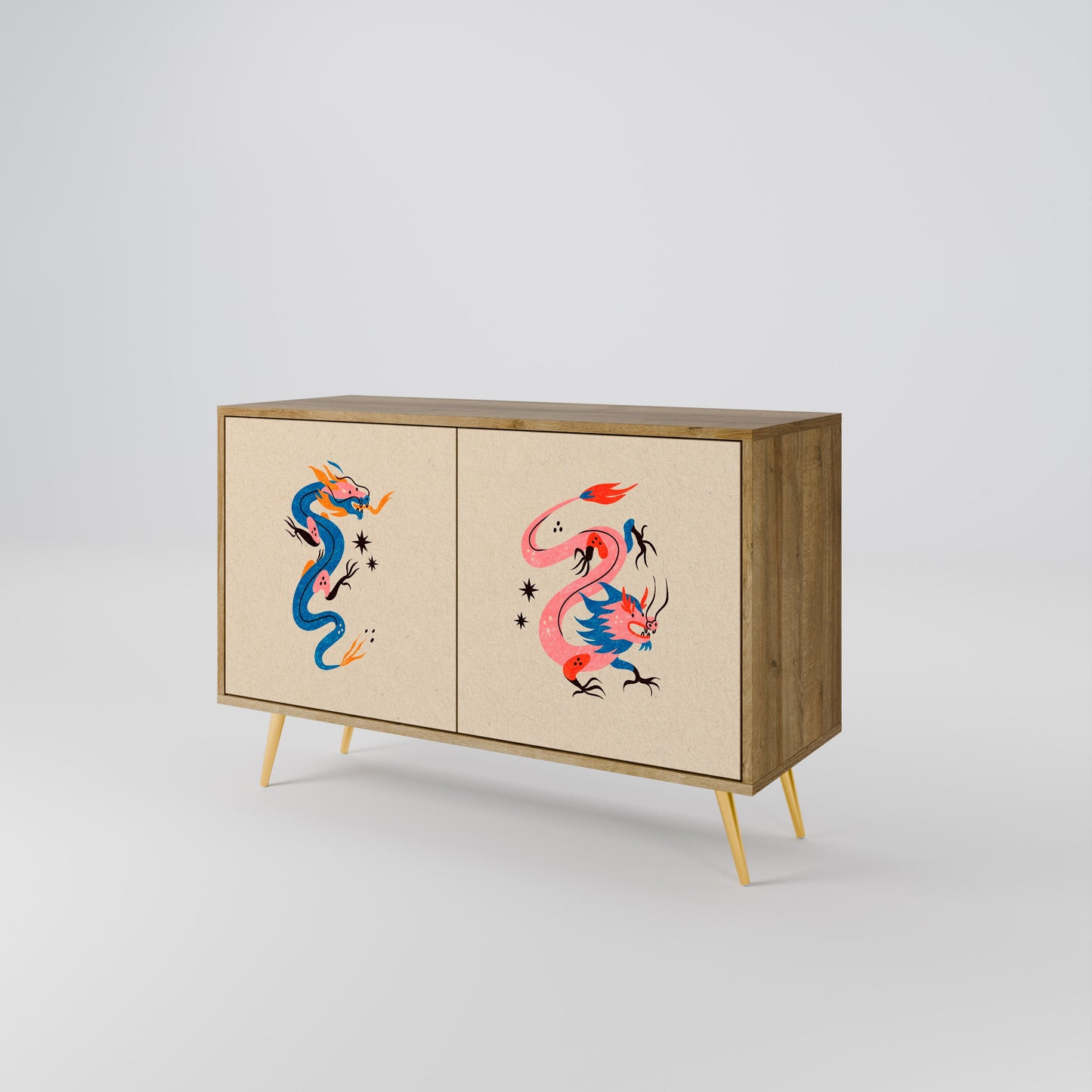 Credenza MITOLOGICA CREATURES a 2 ante in effetto rovere