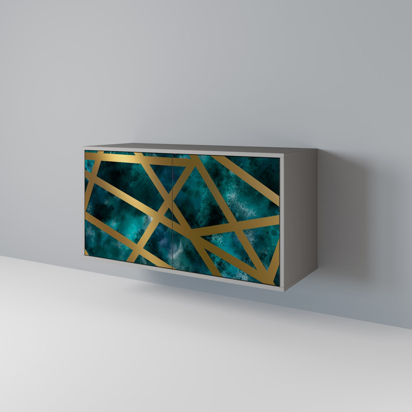 Credenza a 2 ante THE LABYRINTH OF GOLD in finitura grigia