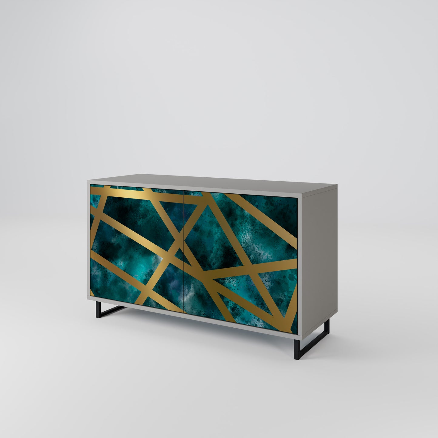 Credenza a 2 ante THE LABYRINTH OF GOLD in finitura grigia
