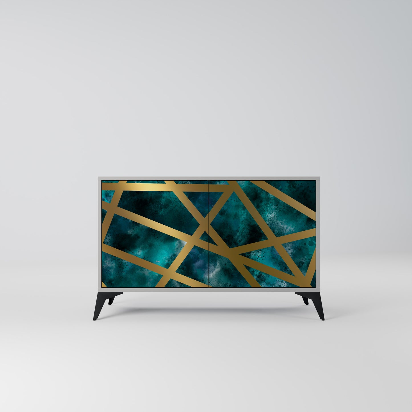Credenza a 2 ante THE LABYRINTH OF GOLD in finitura grigia