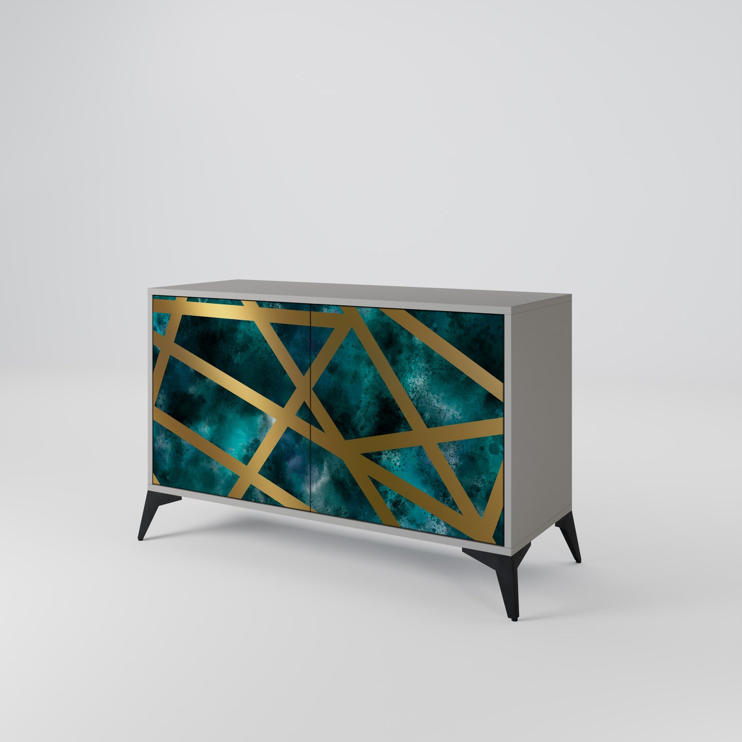Credenza a 2 ante THE LABYRINTH OF GOLD in finitura grigia