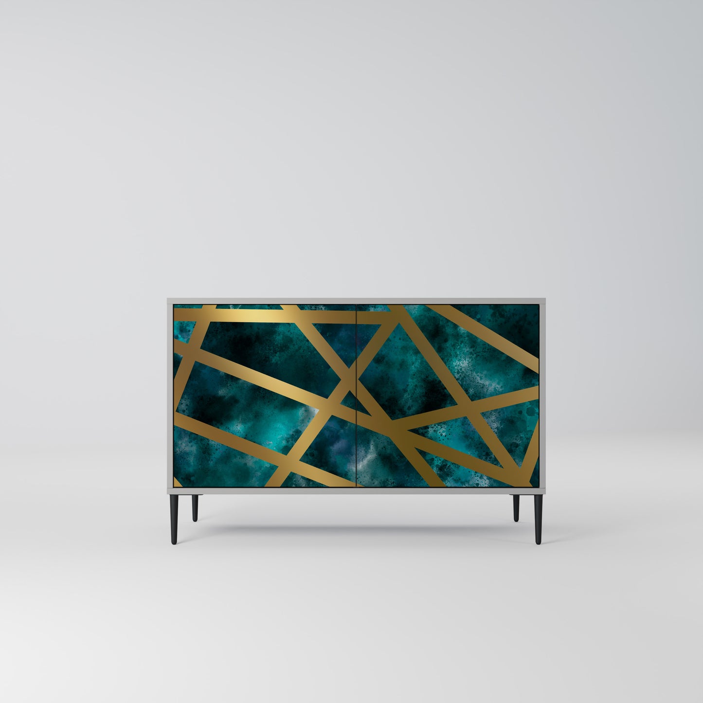 Credenza a 2 ante THE LABYRINTH OF GOLD in finitura grigia