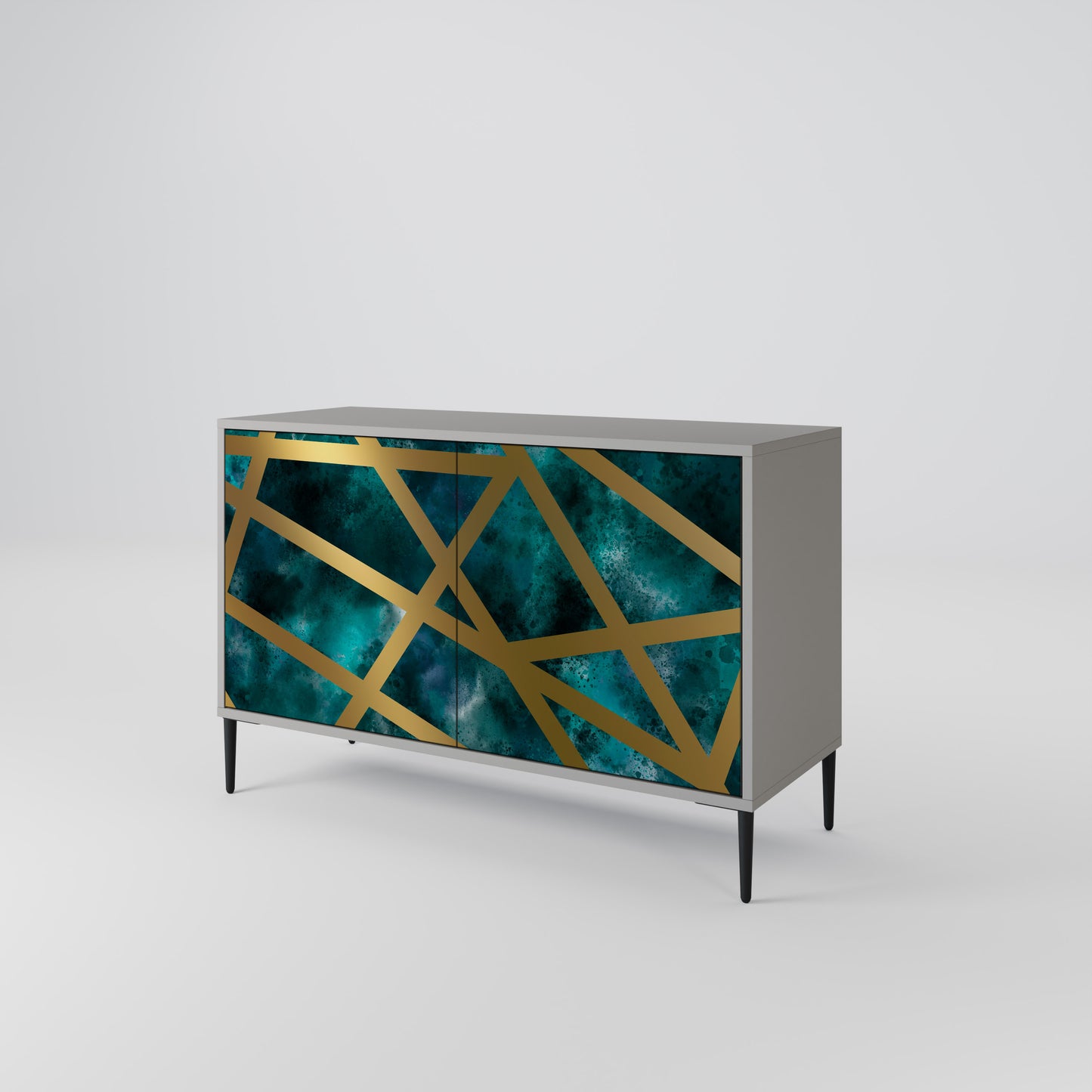 Credenza a 2 ante THE LABYRINTH OF GOLD in finitura grigia