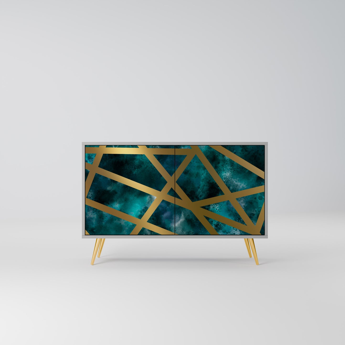 Credenza a 2 ante THE LABYRINTH OF GOLD in finitura grigia