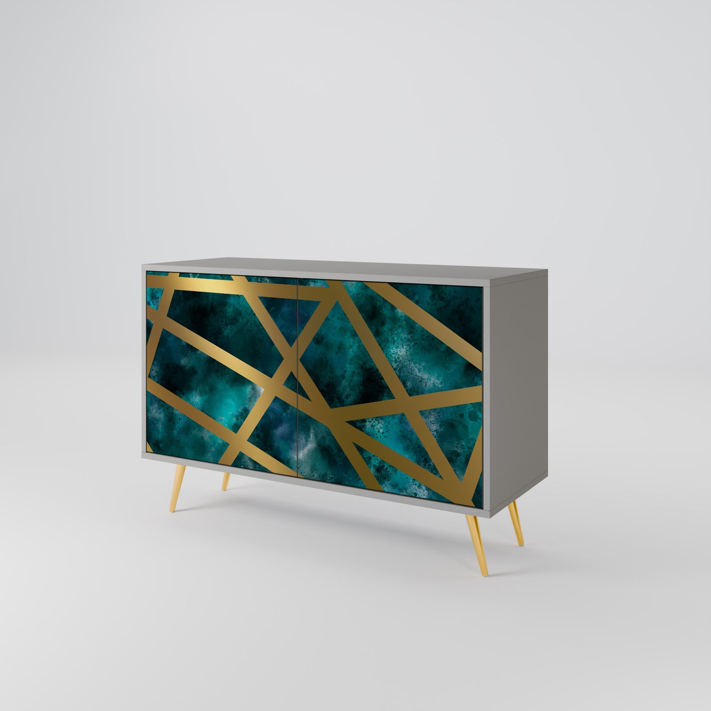 Credenza a 2 ante THE LABYRINTH OF GOLD in finitura grigia