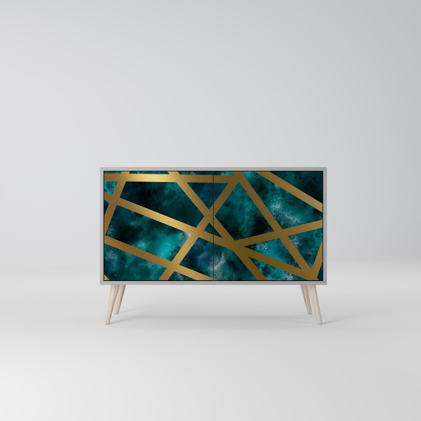 Credenza a 2 ante THE LABYRINTH OF GOLD in finitura grigia