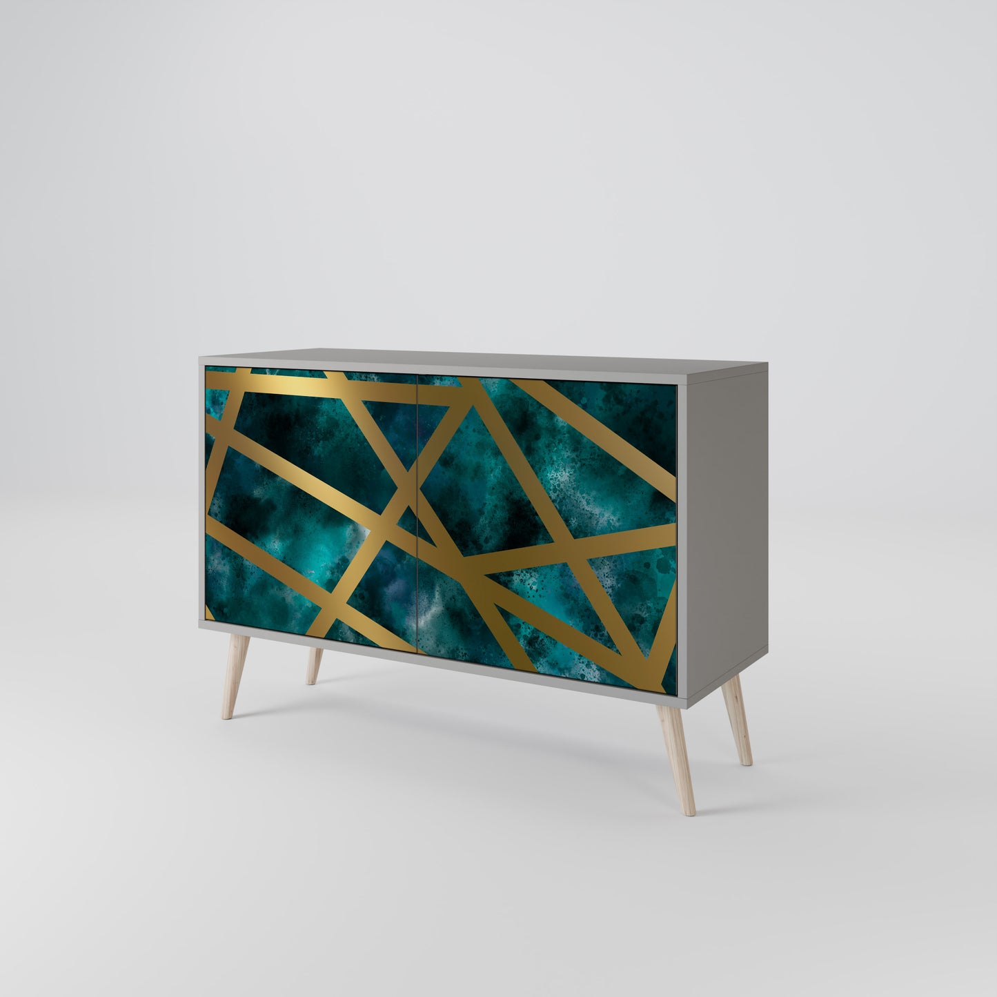Credenza a 2 ante THE LABYRINTH OF GOLD in finitura grigia