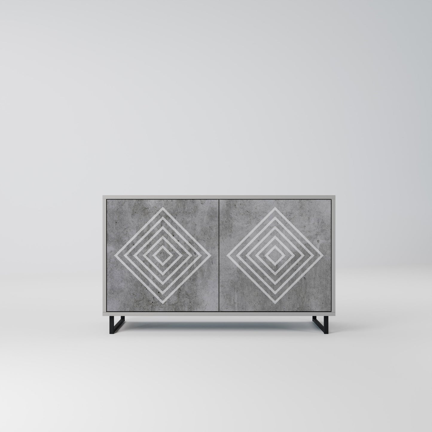 POLYGONAL ARTISTRY 2-Door Sideboard in Grey Finish