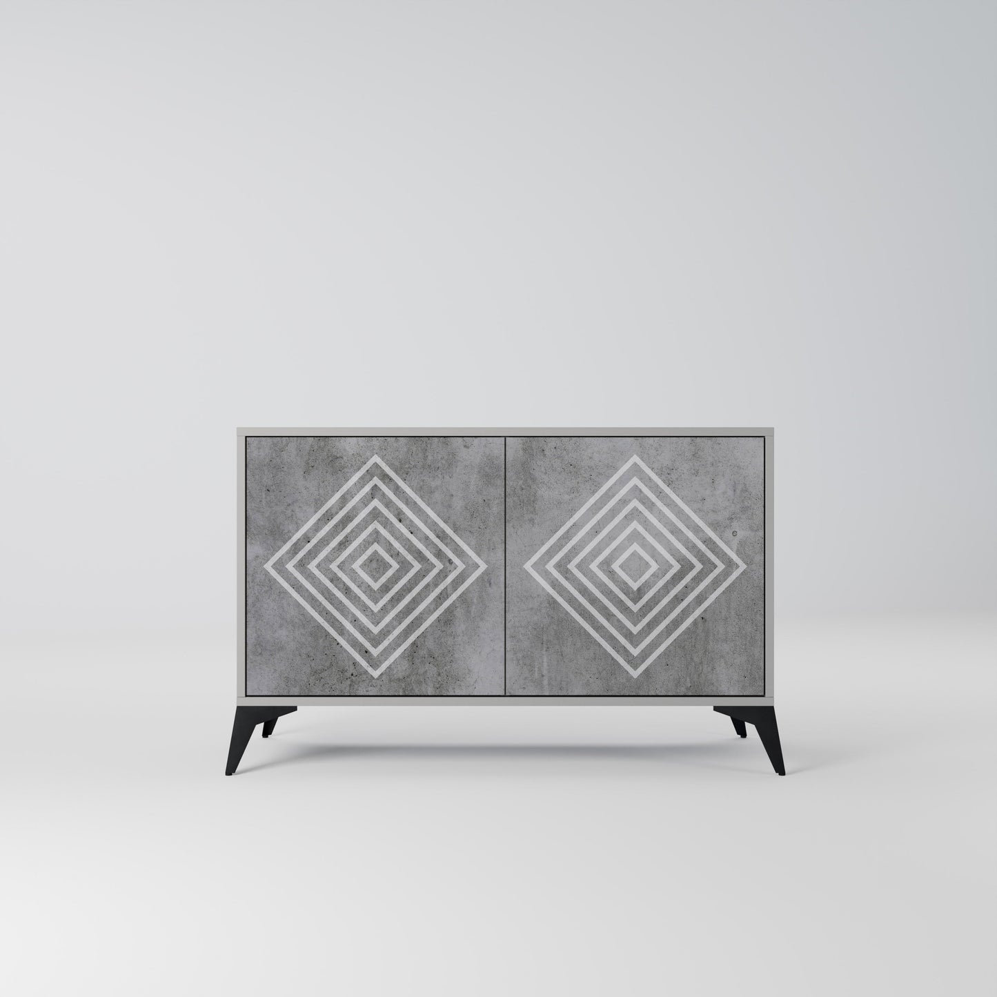 POLYGONAL ARTISTRY 2-Door Sideboard in Grey Finish