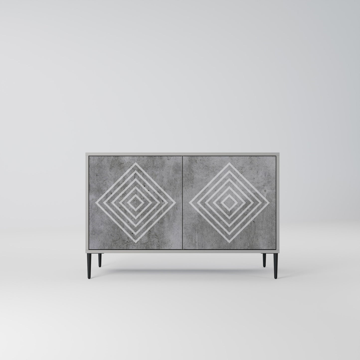 POLYGONAL ARTISTRY 2-Door Sideboard in Grey Finish
