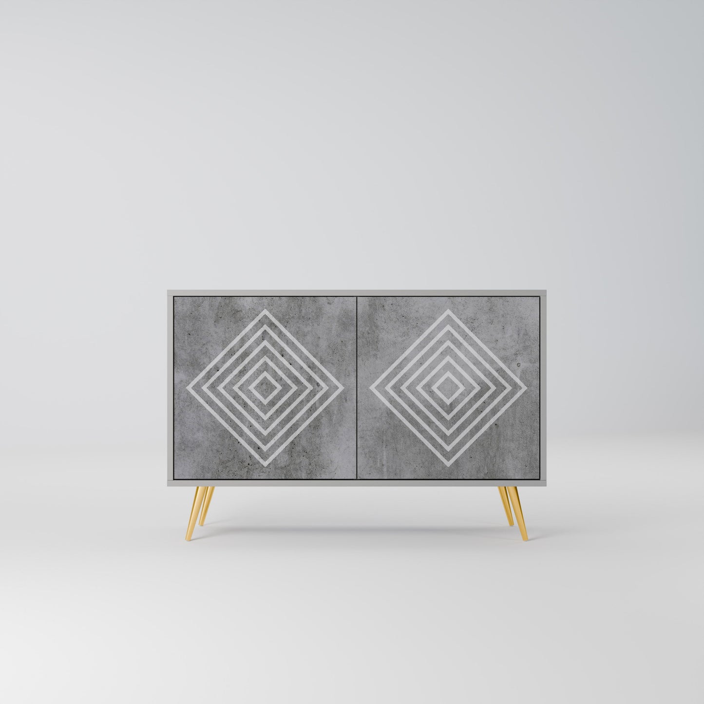 POLYGONAL ARTISTRY 2-Door Sideboard in Grey Finish