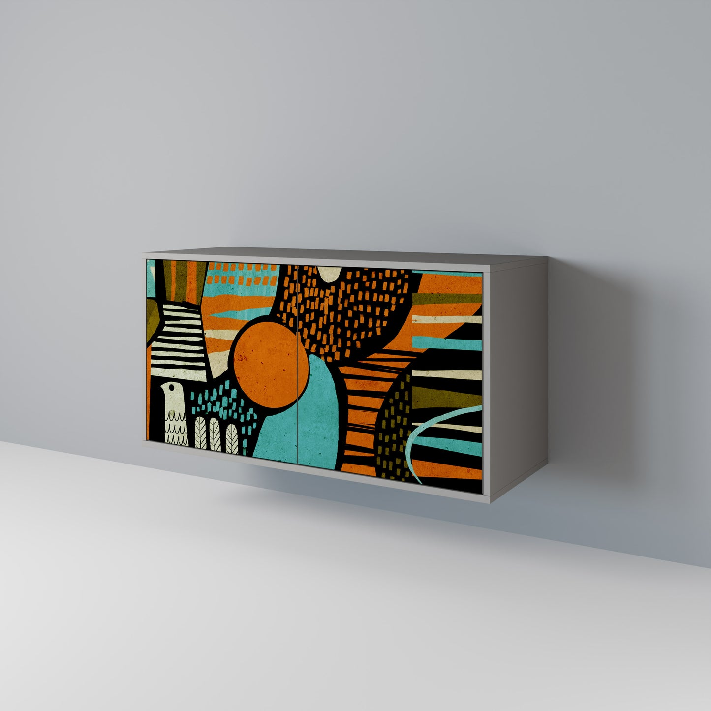 Credenza a 2 ante GEODE GLIMMER in finitura grigia