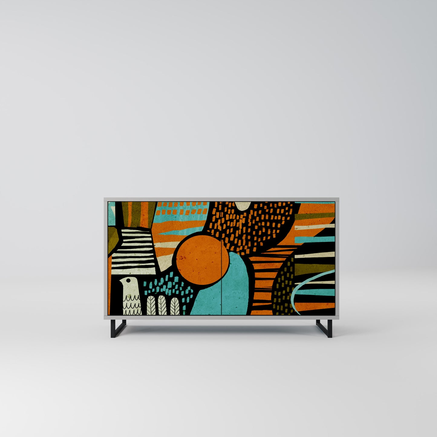 Credenza a 2 ante GEODE GLIMMER in finitura grigia