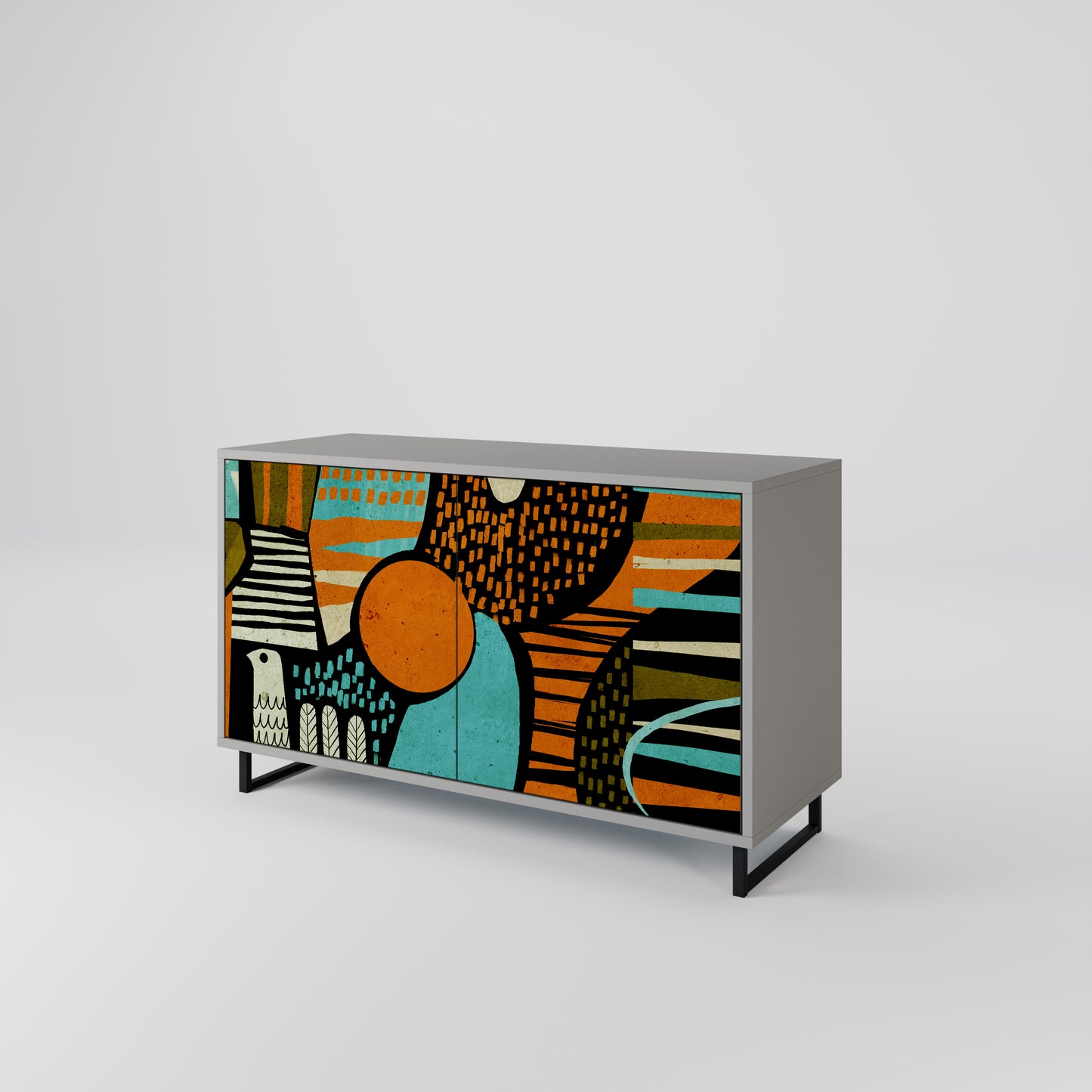 Credenza a 2 ante GEODE GLIMMER in finitura grigia