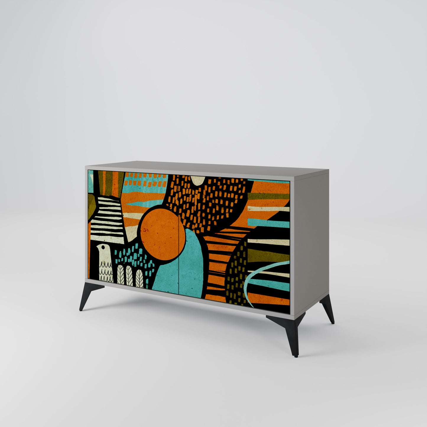 Credenza a 2 ante GEODE GLIMMER in finitura grigia